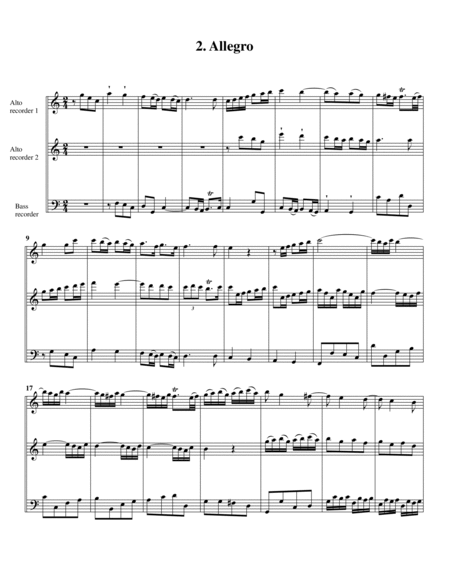 Trio sonata, HWV 383 (arrangement for 3 recorders (AAB))