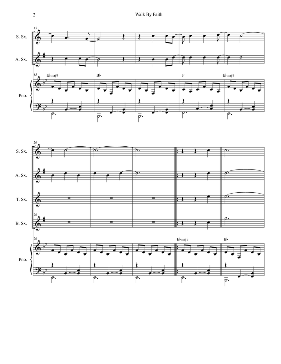 Walk By Faith Walk By Faith Saxophone Quartet scores gallery preview page 2