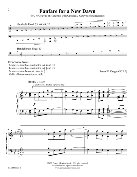 Fanfare for a New Dawn (for 3-6 octave handbell ensemble) (site license) image number null