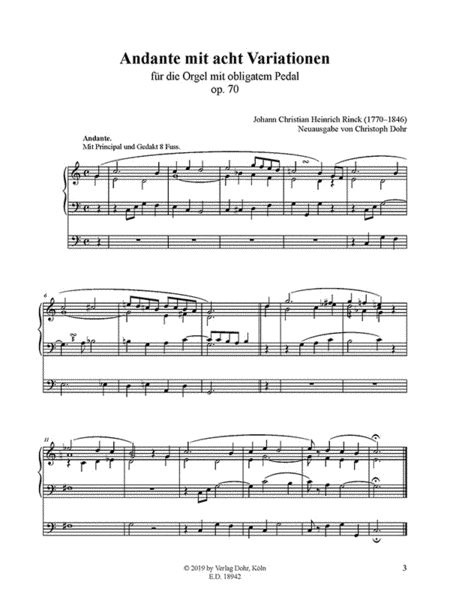 Andante mit acht Variationen für Orgel op. 70