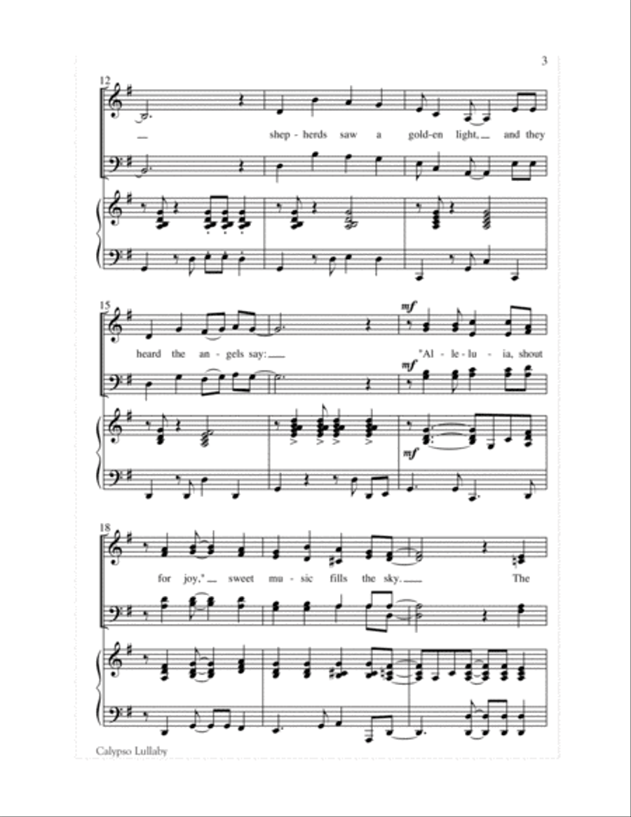 Calypso Lullaby Choir scores gallery preview page 3