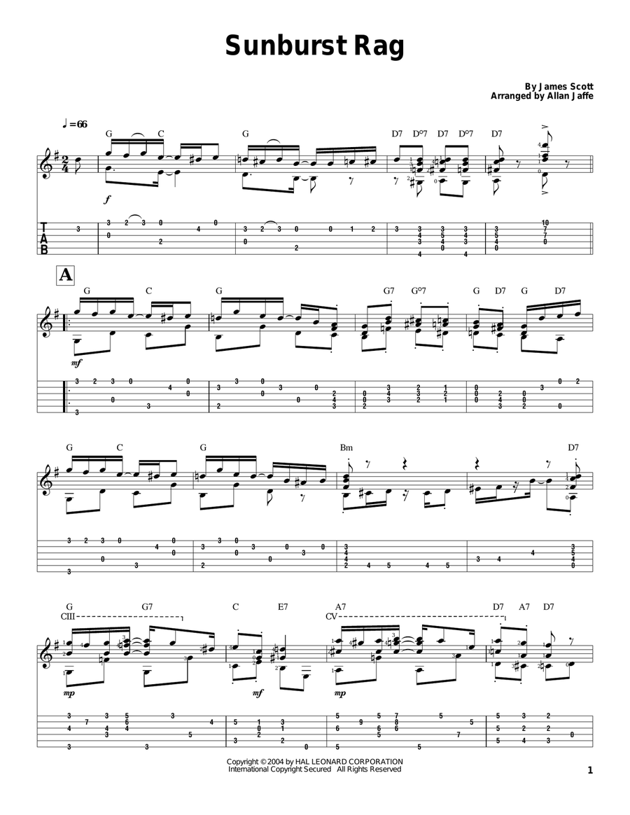 Sunburst Rag Sunburst Rag Electric Guitar scores gallery preview page 1