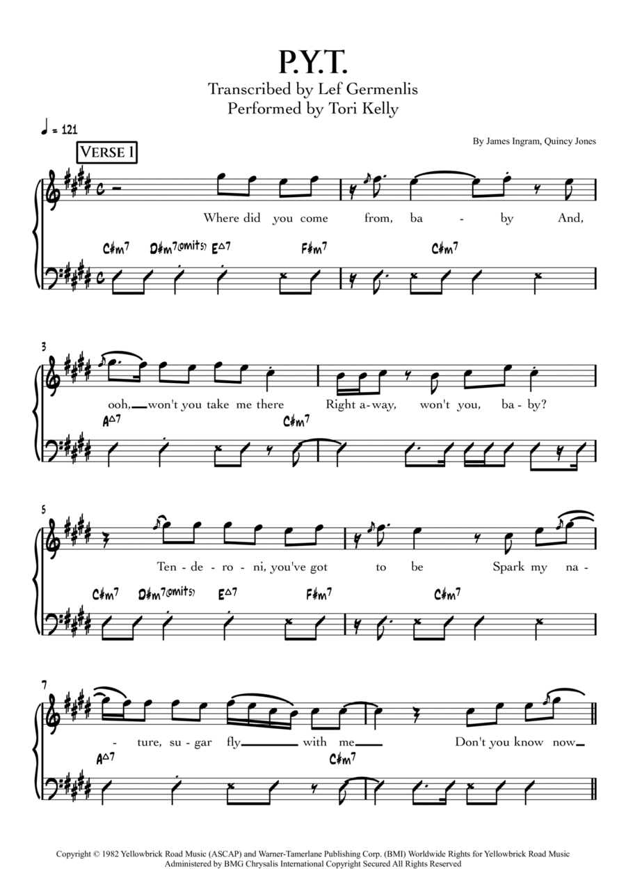 P.y.t. (Pretty Young Thing) Piano, Vocal, Guitar scores gallery preview page 1