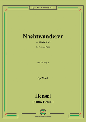 Book cover for Fanny Hensel-Nachtwanderer,Op.7 No.1,from '6 Lieder,Op.7',in A flat Major,for Voice and Piano