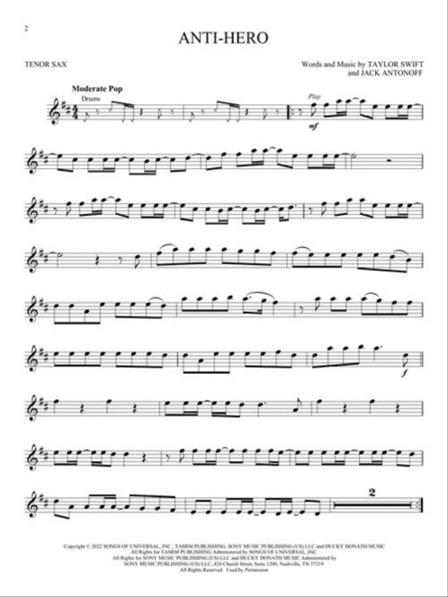11 Top Hits for Tenor Sax Tenor Saxophone scores gallery preview page 4