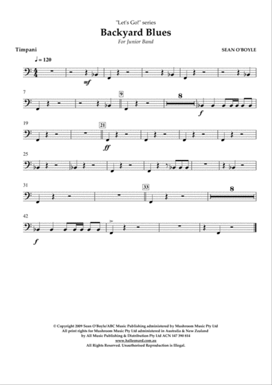 Backyard Blues - Timpani Backyard Blues - Timpani Concert Band scores gallery preview page 1