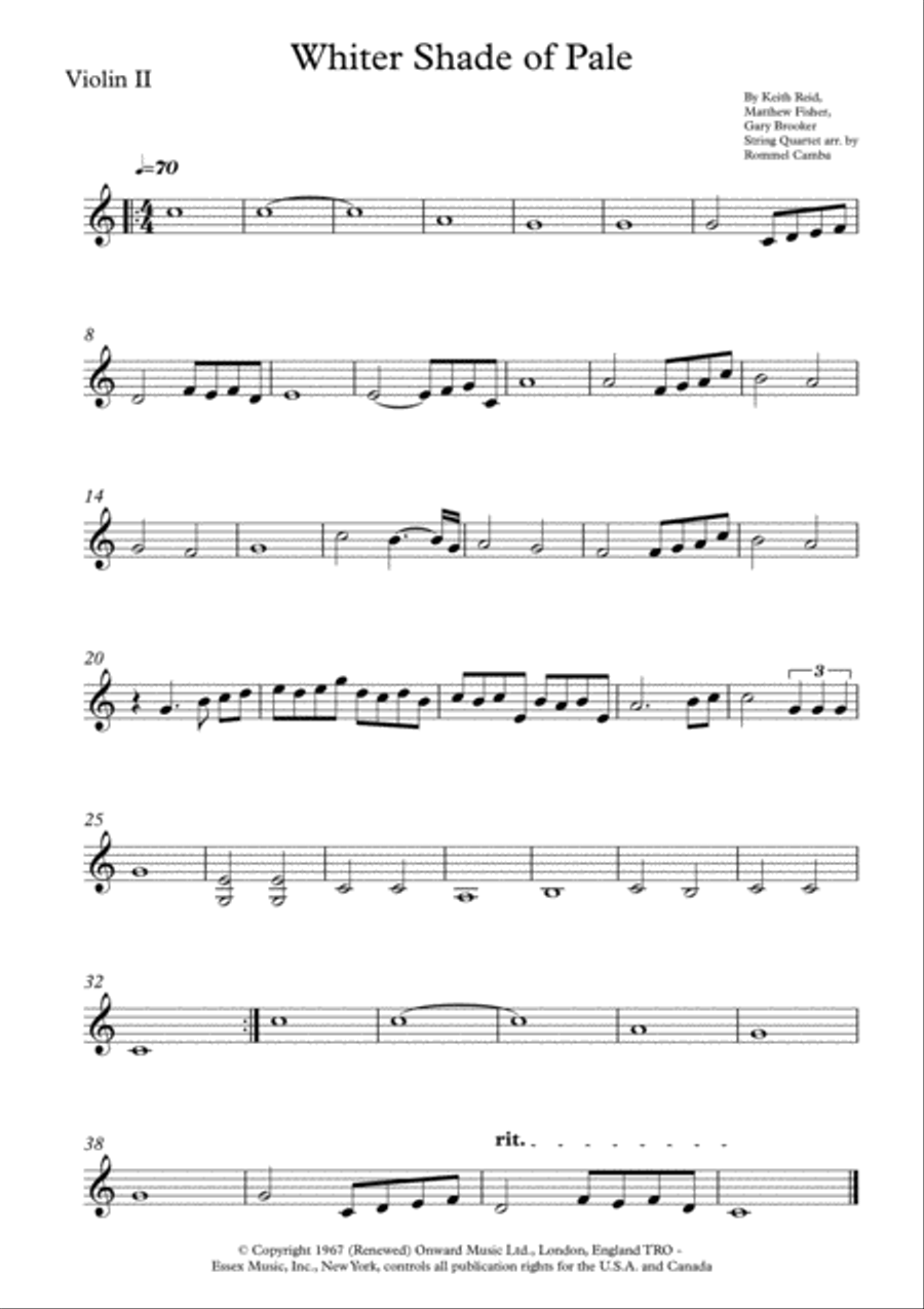 A Whiter Shade Of Pale String Quartet scores gallery preview page 3