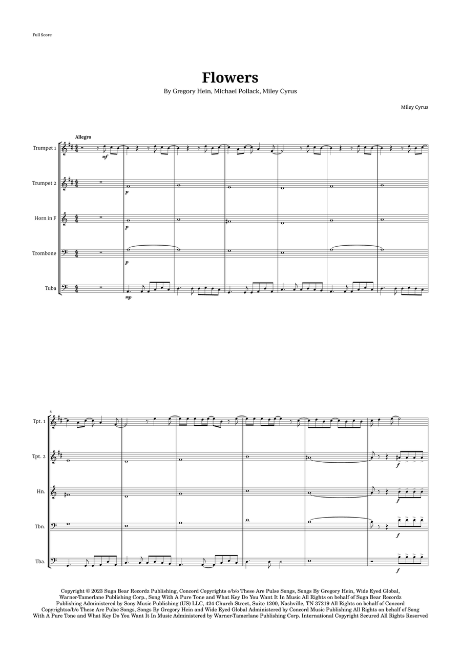 Flowers Brass Quintet scores gallery preview page 1