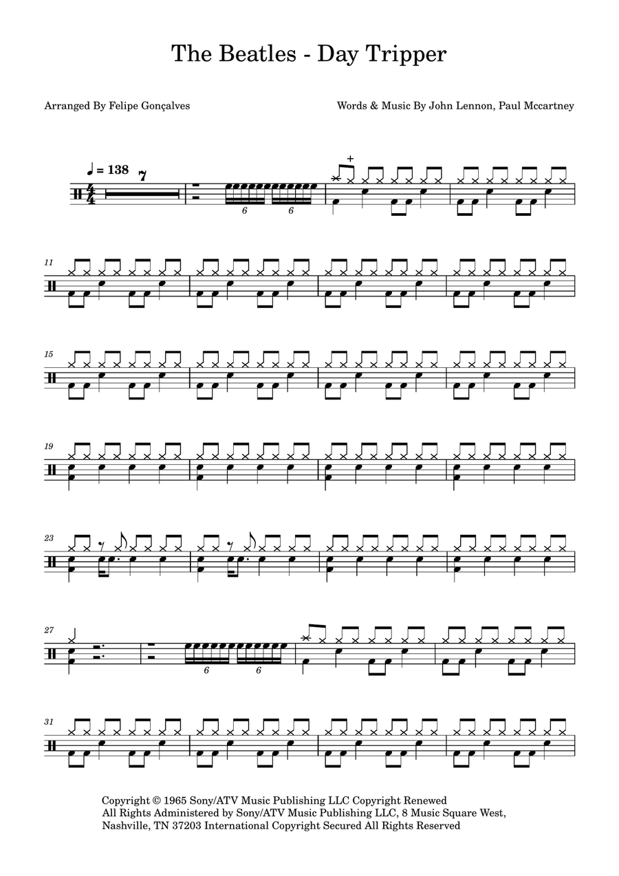 Day Tripper Drum Set scores gallery preview page 1