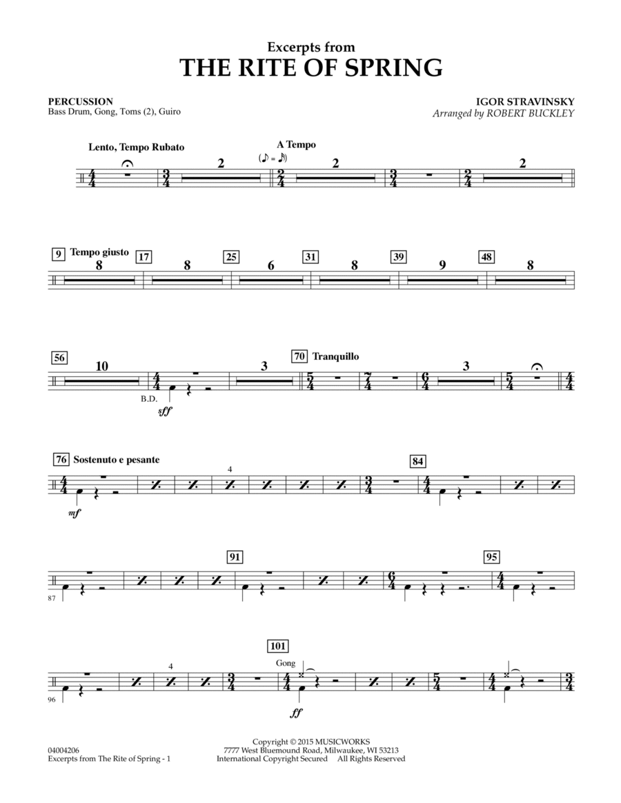 Excerpts from The Rite of Spring - Percussion Percussion scores gallery preview page 1