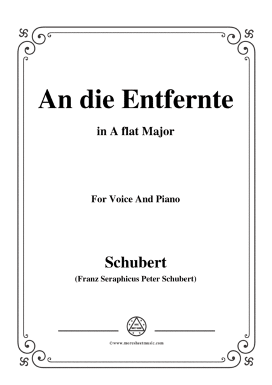 Schubert-An die Entfernte,in A flat Major,for Voice&Piano Voice scores gallery preview page 1
