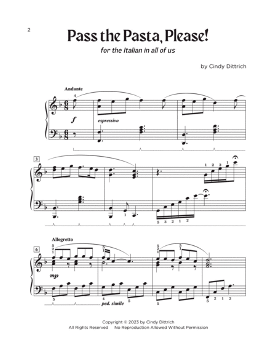 Pass the Pasta Please! Piano Solo scores gallery preview page 2
