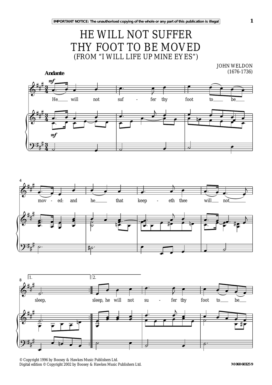 He Will Not Suffer Thy Foot To Be Moved (from I Will Lift Up Mine Eyes) Piano, Vocal scores gallery preview page 1