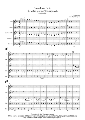 Tchaikovsky: Swan Lake Suite Op.20a No.2 Valse (Waltz) (extract) - wind quintet