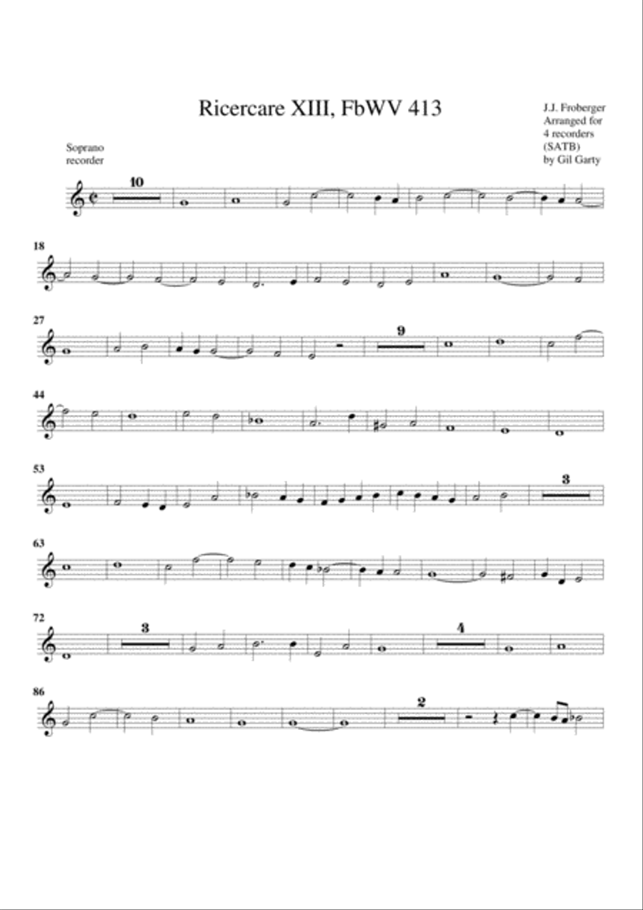 Ricercare no.13, FbWV 413 Recorder scores gallery preview page 6