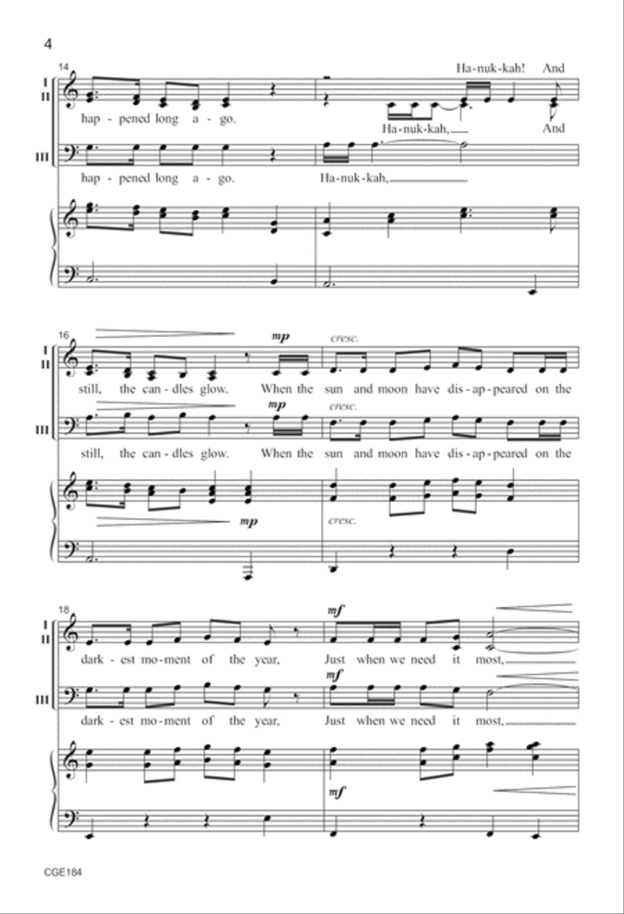 Hanukkah is Here! Three-part Mixed 3-Part scores gallery preview page 4