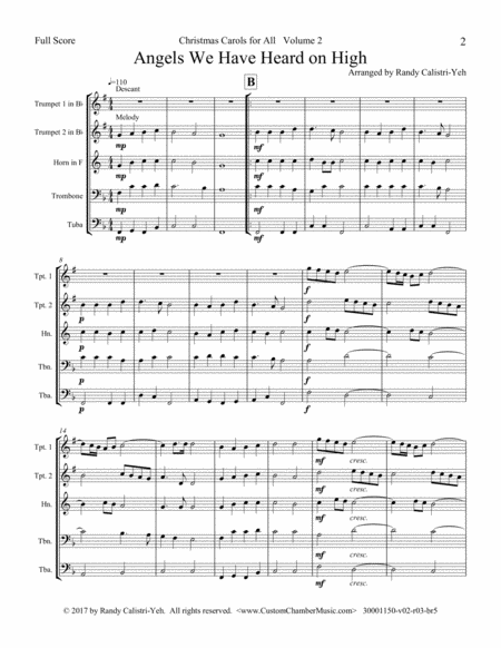 Christmas Carols for All, Volume 2 (for Brass Quintet) by Various Brass Quintet - Digital Sheet Music