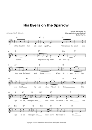 Book cover for His Eye Is on the Sparrow (Key of D Major)