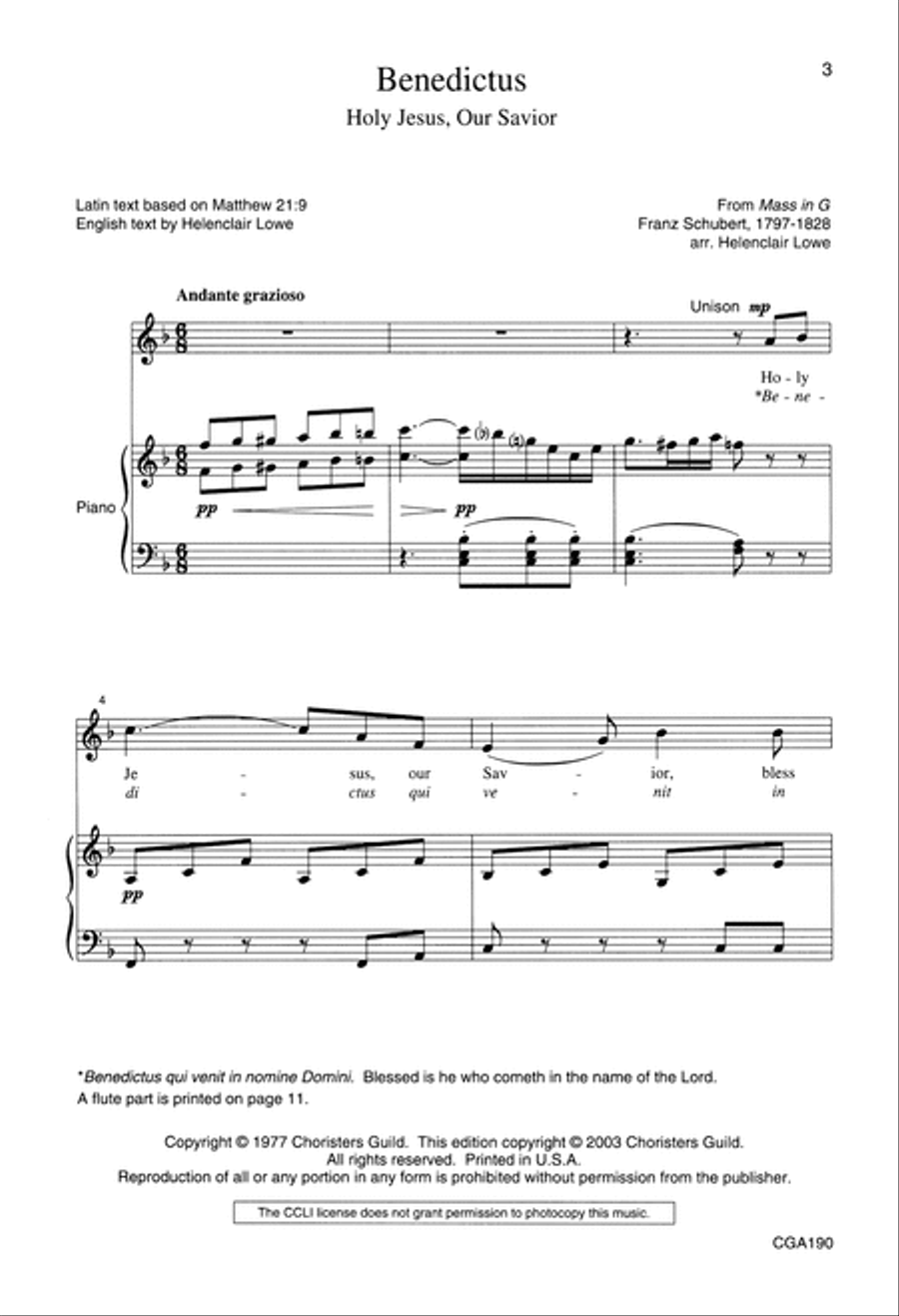 Benedictus Holy Jesus, Our Savior Choir scores gallery preview page 3