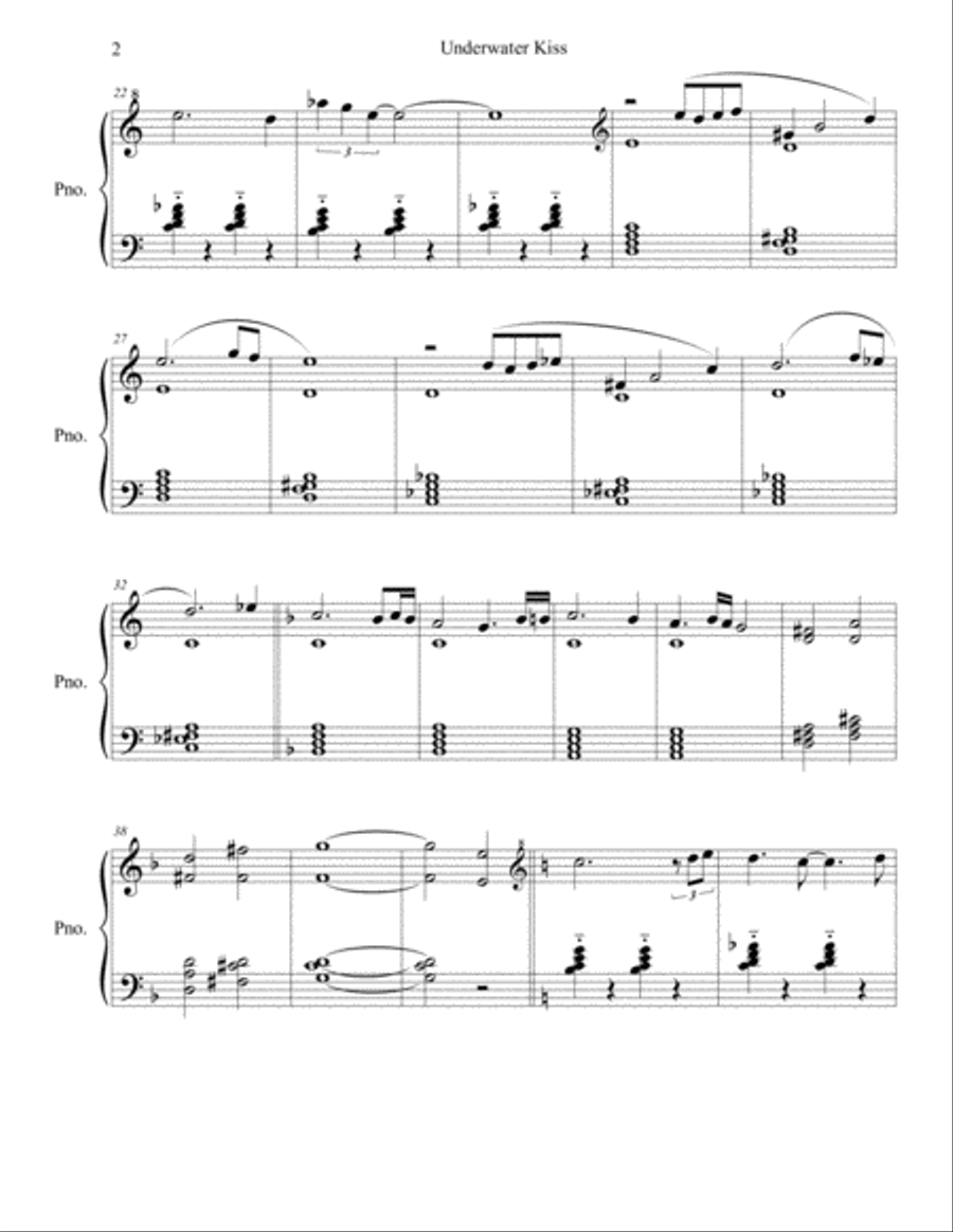 Underwater Kiss Underwater Kiss Piano Solo scores gallery preview page 2