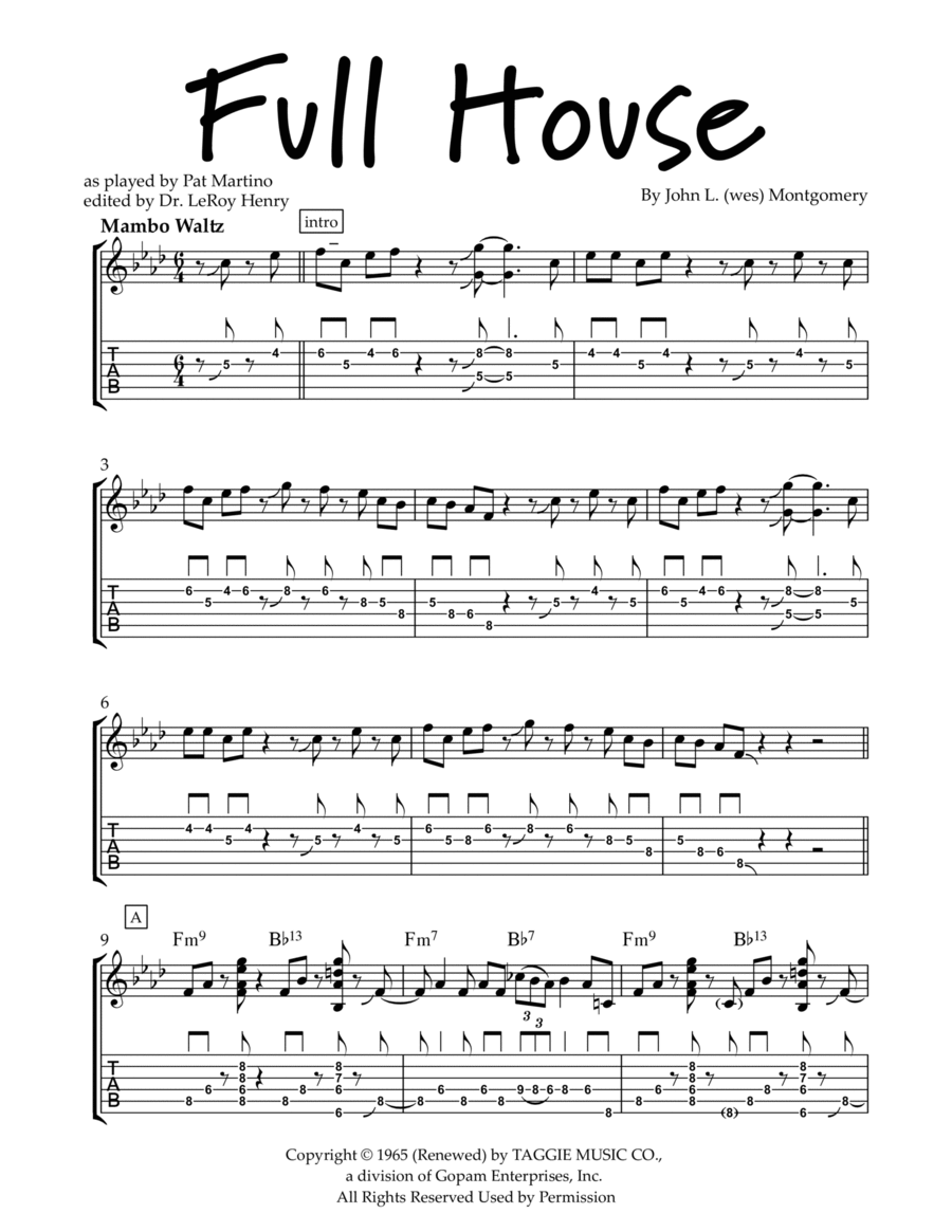 Full House Electric Guitar scores gallery preview page 1