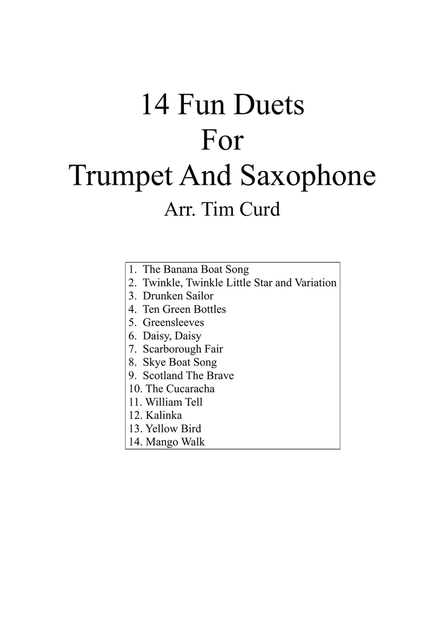 14 Fun Duets For Trumpet and Alto Saxophone Alto Saxophone scores gallery preview page 1