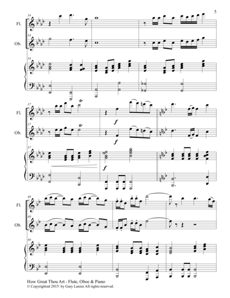 HOW GREAT THOU ART (Trio – Flute, Oboe and Piano with Score and Parts)
