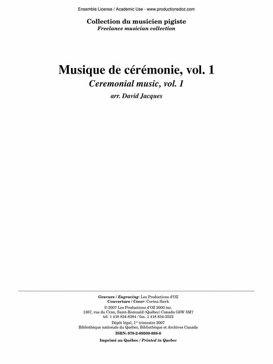 Collection du musicien pigiste, Musique de cérémonie, vol. 1 Violin scores gallery preview page 1