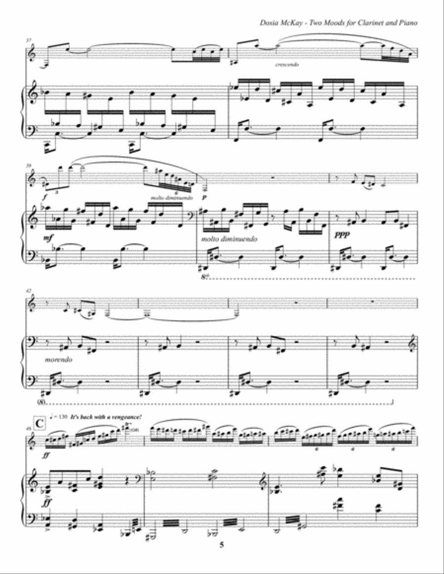 Two Moods for Clarinet and Piano Clarinet Solo scores gallery preview page 6