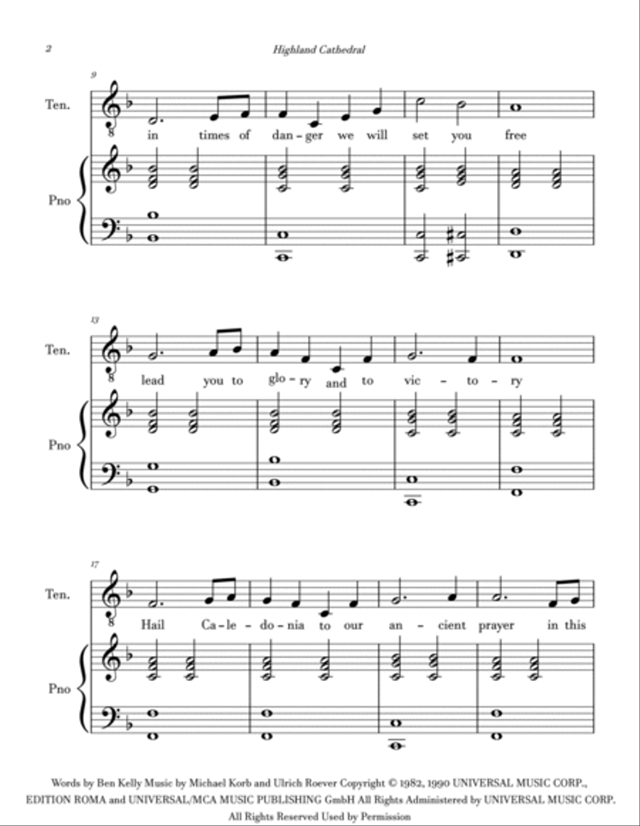 Highland Cathedral Highland Cathedral High Voice scores gallery preview page 2