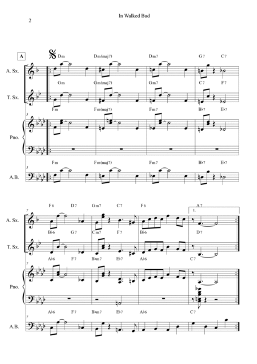 In Walked Bud Jazz Ensemble scores gallery preview page 2