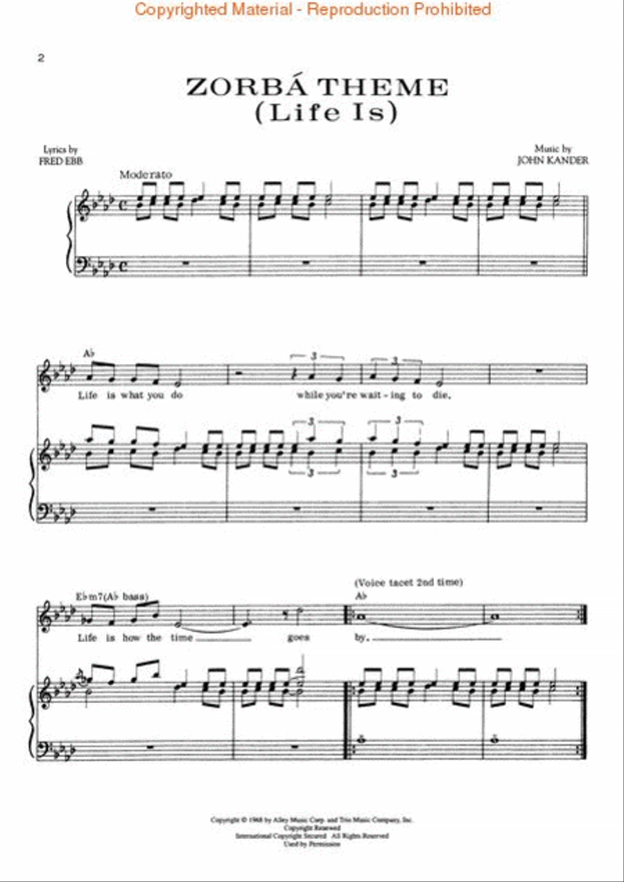 Zorba Zorba Piano, Vocal, Guitar scores gallery preview page 2