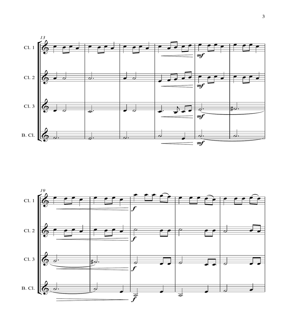 Fantasia on the Ukrainian Bell Carol - for Clarinet Quartet image number null