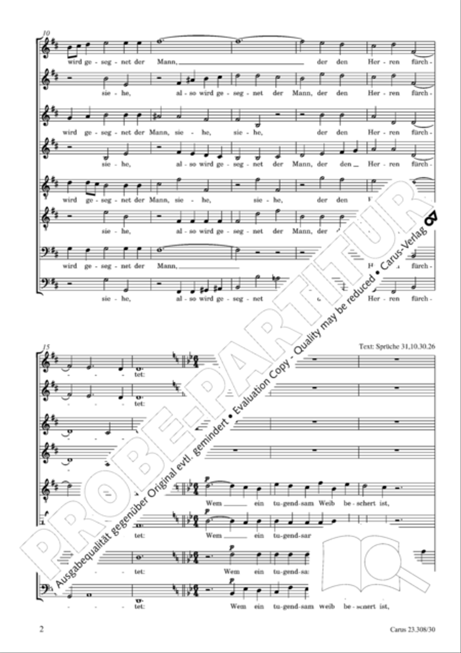 Blessed are all those who fear God (Wohl dem, der den Herren furchtet) SSAATTBB scores gallery preview page 3