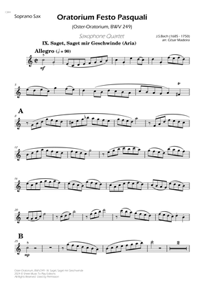 Saget, Saget mir Geschwinde, BWV 249 - Sax Quartet (Individual Parts)