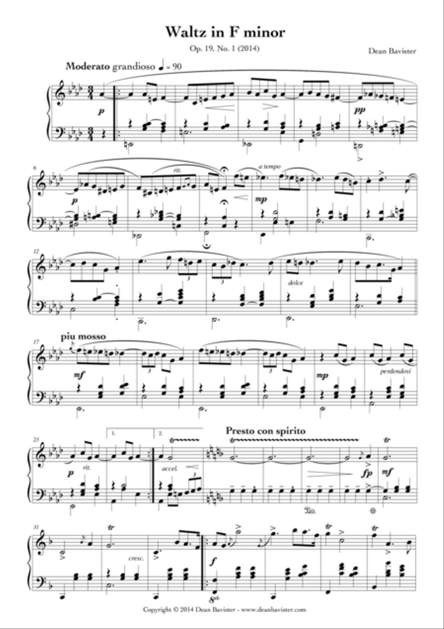 2 Waltzes for Piano (Opus 19) Piano Solo scores gallery preview page 3