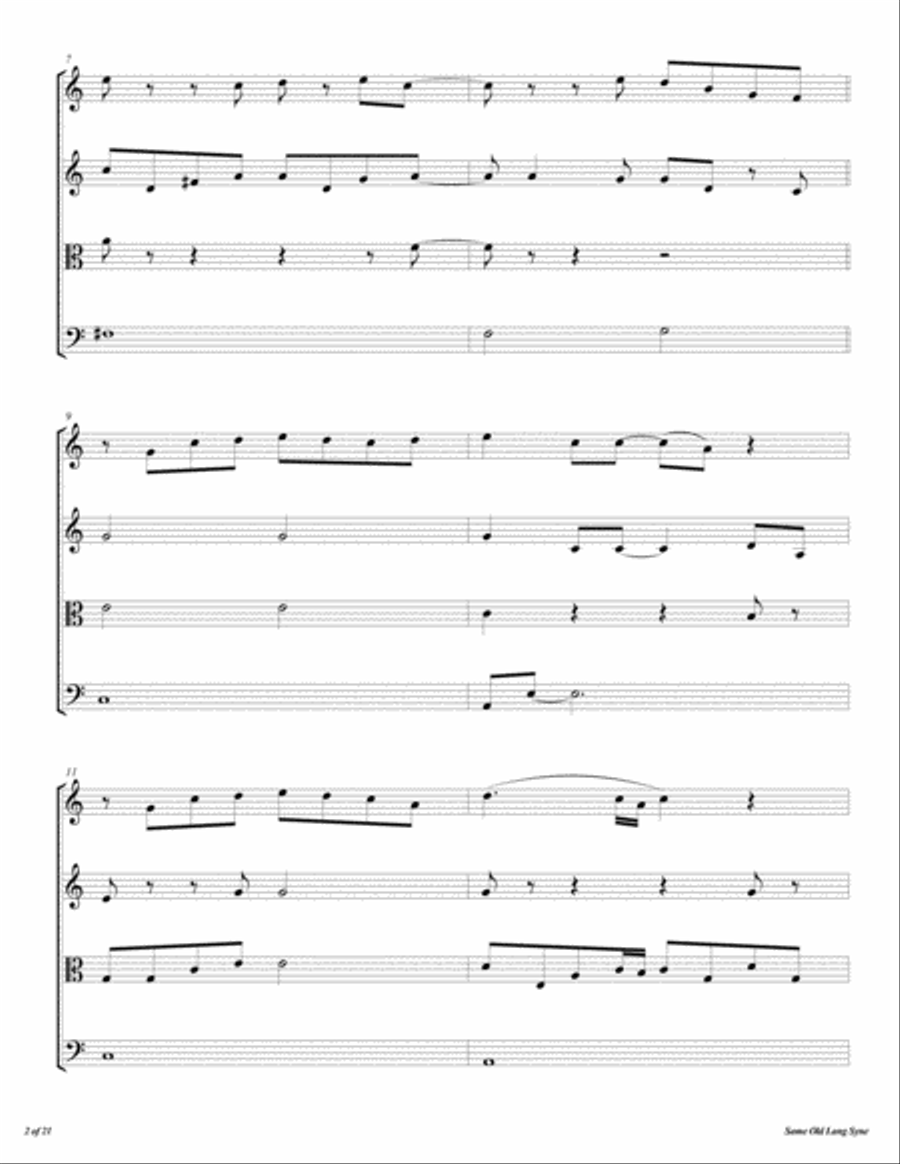 Same Old Lang Syne String Quartet scores gallery preview page 3