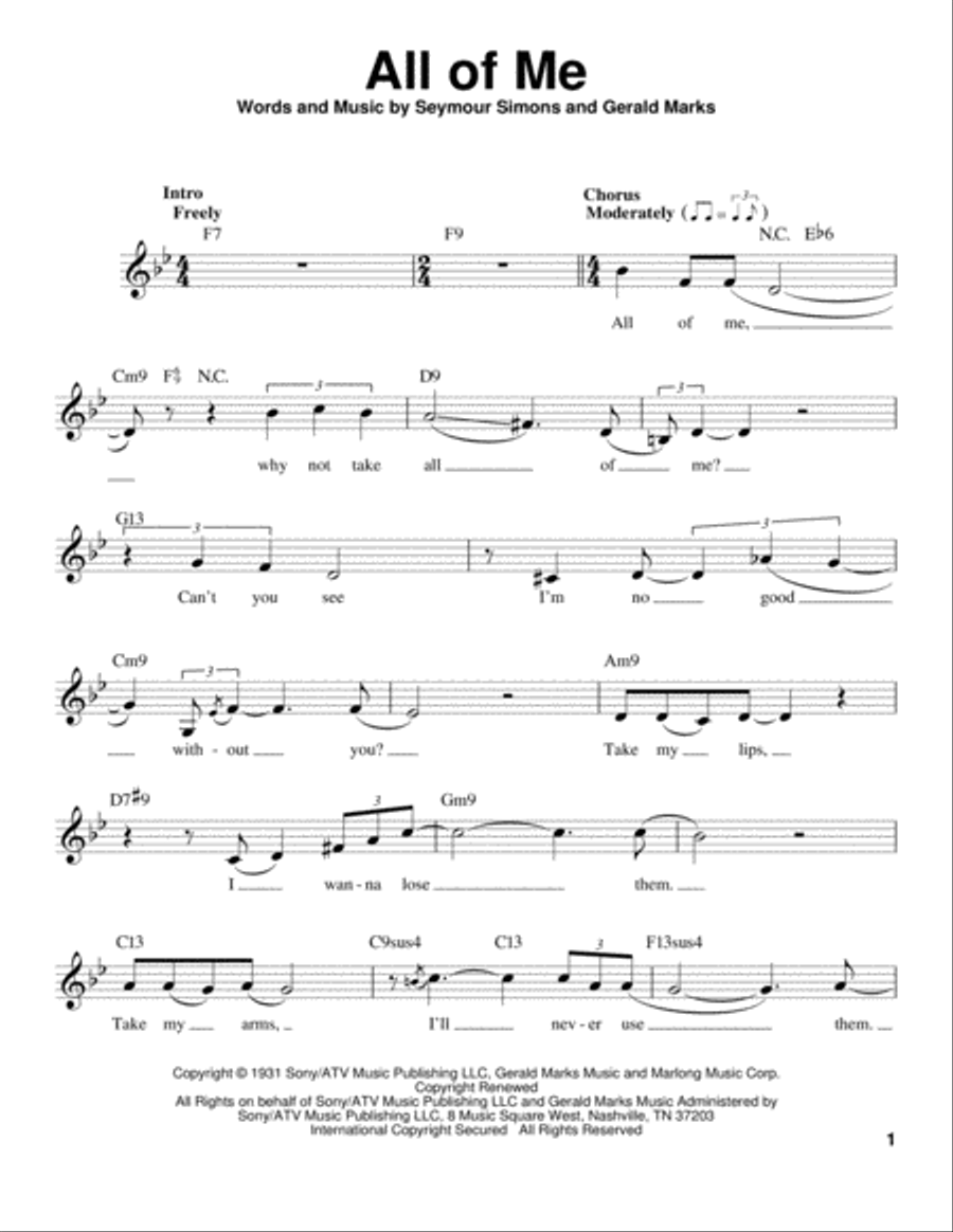 All Of Me All Of Me Voice scores gallery preview page 1