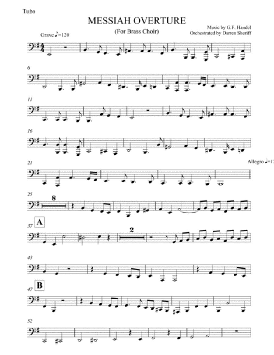 MESSIAH OVERTURE Brass Choir Brass Ensemble scores gallery preview page 1