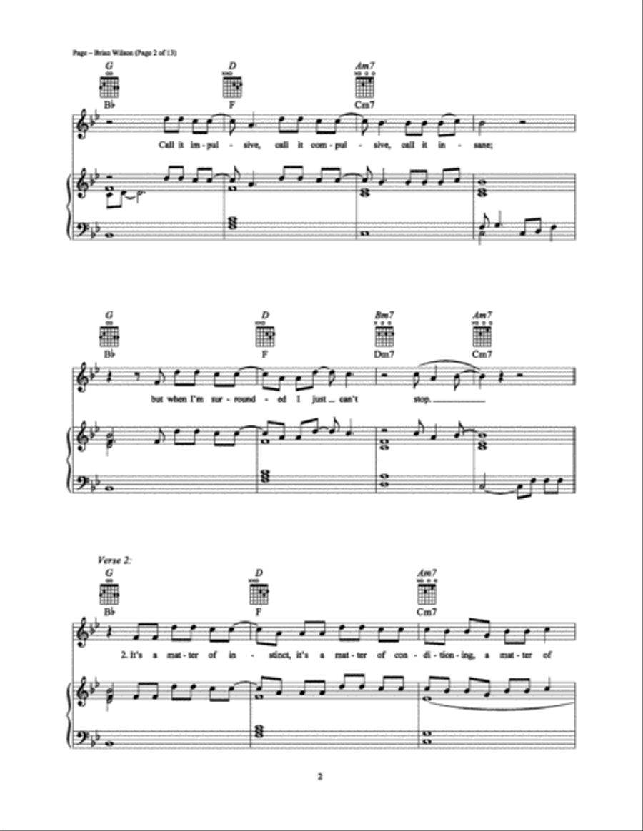 Brian Wilson Brian Wilson Piano, Vocal, Guitar scores gallery preview page 2
