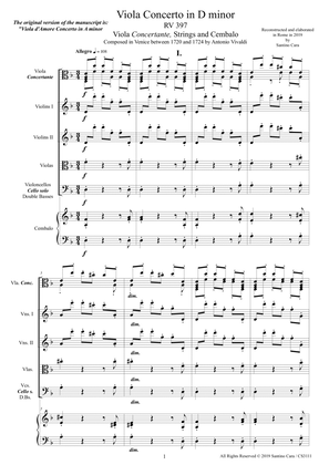 Vivaldi - Viola Concerto in D minor RV397 for Viola concertante, Strings and Cembalo