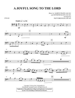 A Joyful Song to the Lord (arr. Patti Drennan) - Cello