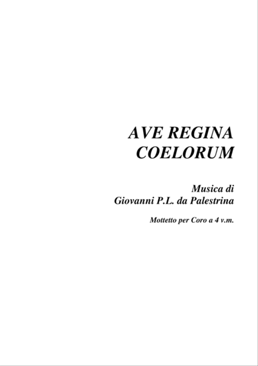 AVE REGINA COELORUM - P.L.Palestrina - Mottetto arranged for SSTB Choir 4-Part scores gallery preview page 1