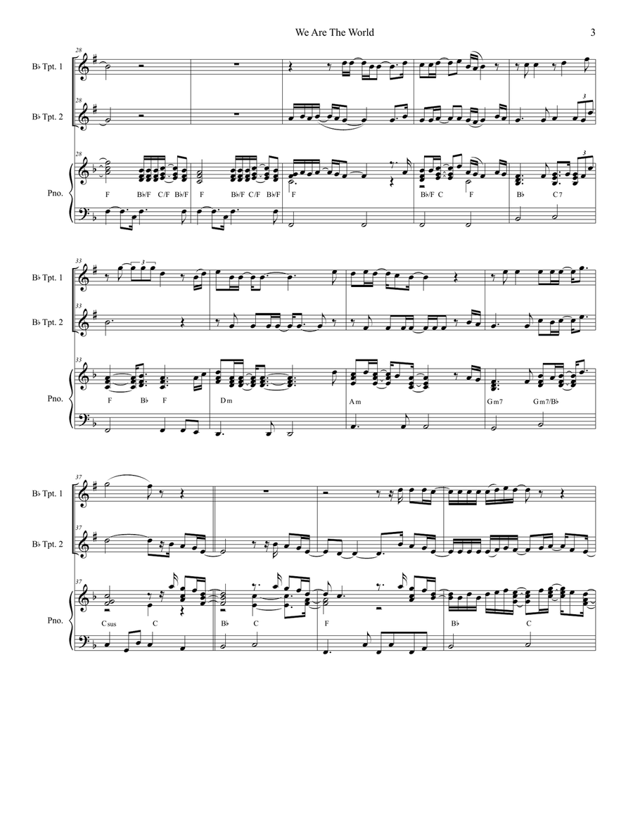 We Are The World We Are The World Trumpet Duet scores gallery preview page 3