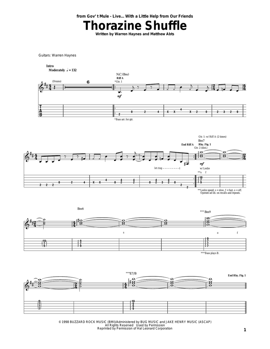 Thorazine Shuffle Acoustic Guitar scores gallery preview page 1
