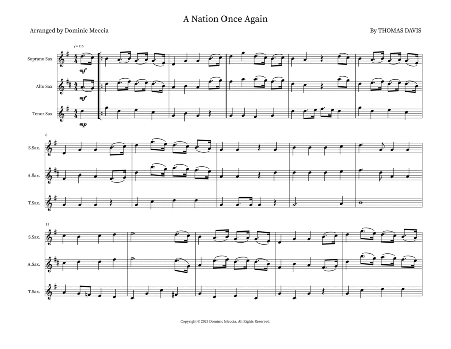 A Nation Once Again A Nation Once Again Tenor Saxophone scores gallery preview page 1