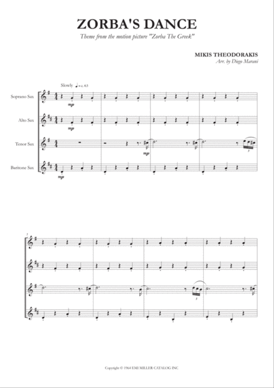 Zorbas Dance Woodwind Quartet scores gallery preview page 3