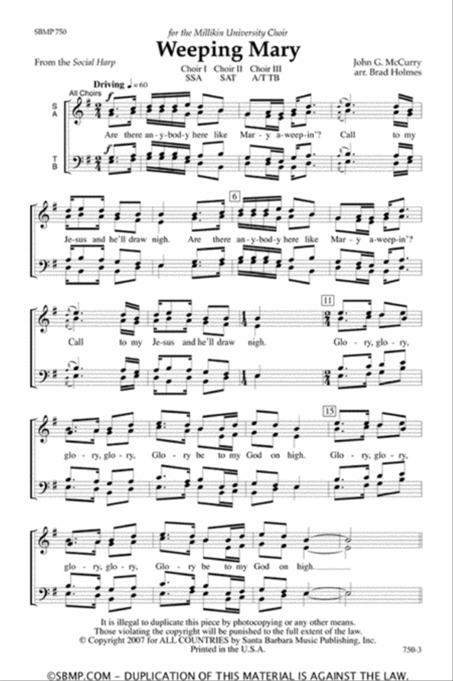 Weeping Mary - SATB Octavo 4-Part scores gallery preview page 2