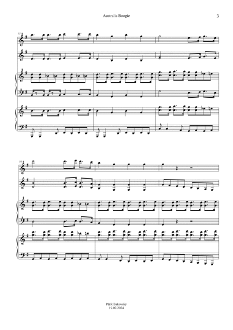 R. Bakovsky: Australis Boogie for Marimba, Keyboard, Celesta, and Glockenspiel Piano scores gallery preview page 4