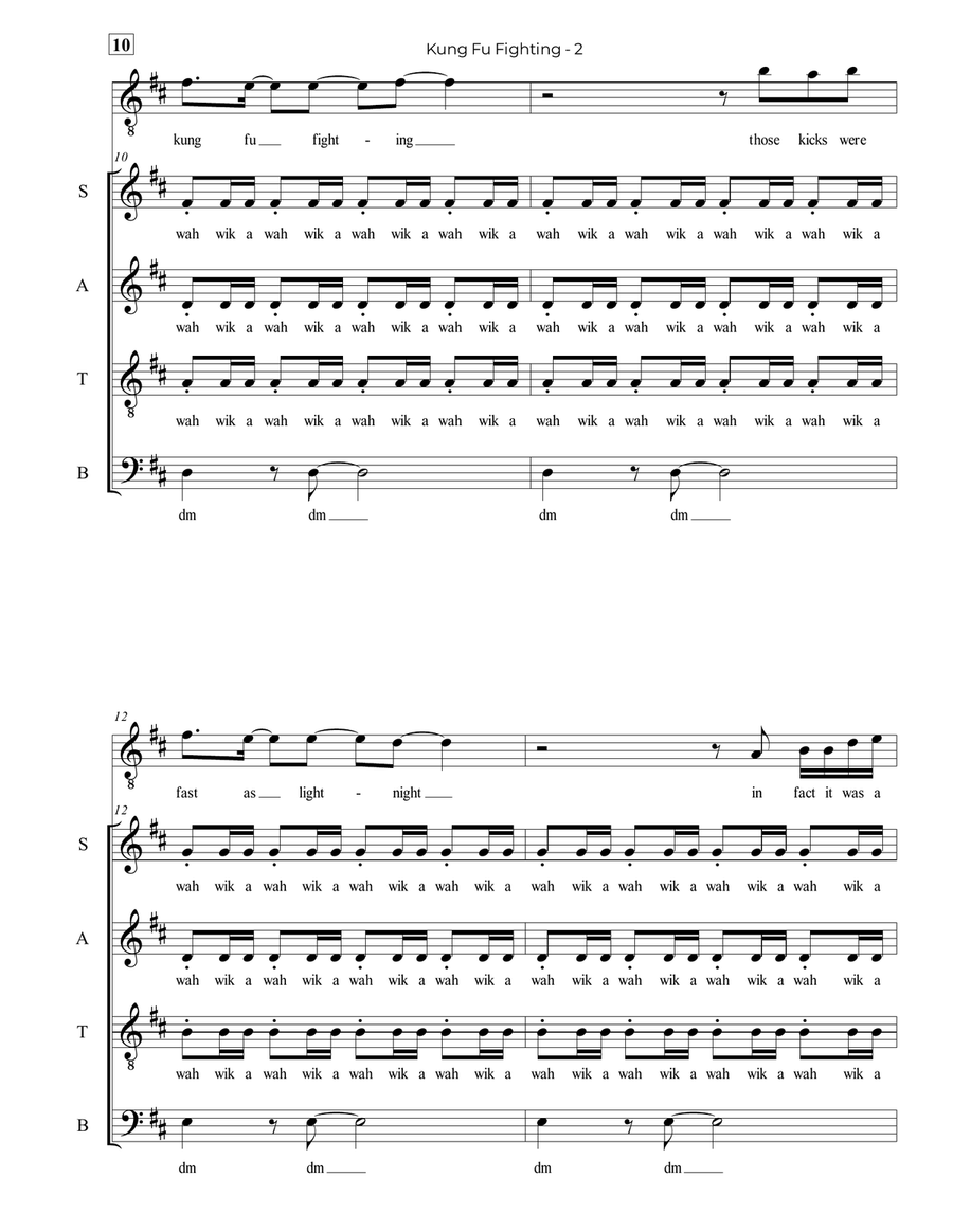 Kung Fu Fighting 4-Part scores gallery preview page 2